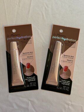 Le Mercerie Perfect Hydration Lip Gloss, Hyaluronic Acid, Vitamin E, Pack of 2